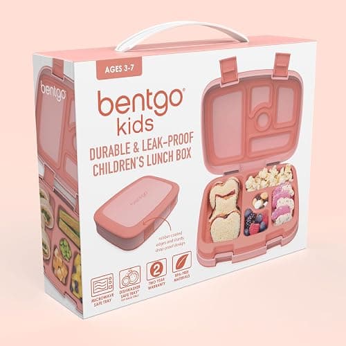 Bentgo Kids Bento-Style 5-Compartment Leak-Proof Lunch Box - Ideal Portion Sizes for Ages 3 to 7 - Durable, Drop-Proof, Dishwasher Safe, PFAS & BPA-Free & Made with Food-Safe Materials (Coral) thumbnail 8