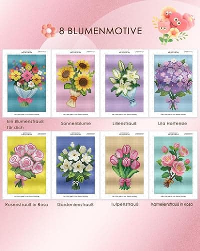 forever young Minigem Diamond Art Flowers Kits for Beginners, 8 Pcs Flower Resin Square Drill Diamond Painting Kits for Adults, 2-Hour Canvas Flower Small Diamond Art Kits for Adults (5x7 Inch) thumbnail 3