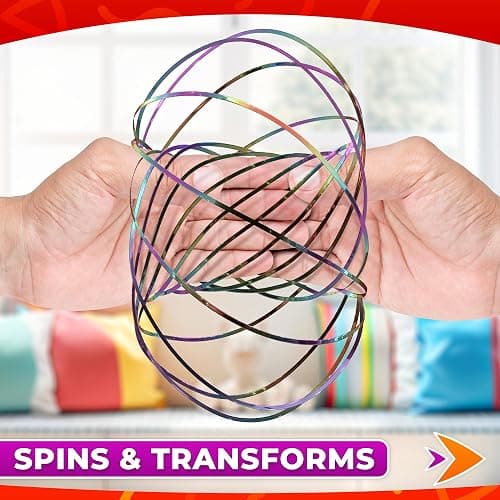 2 Pcs Flow Ring Spinner Ring Arm Toy - 5.1" Color - Changing Fidget Flow Toy with a Pleasant Smooth Surface, Compact & Portable Design - Entertaining Geometric Magic Bracelet with Soothing Effect thumbnail 5
