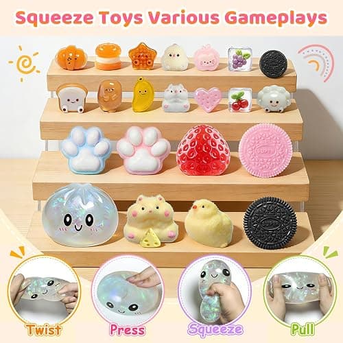 AZBFAN 22PCS Squishy Toys,Dumpling Squishy,Cat Paws, Ultra-Soft TPR Material, Squeeze Toys Set are Perfect for Stress Relief for Both Children & Adults, Classroom Birthday Gifts thumbnail 3