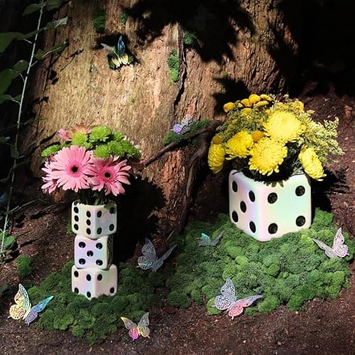 Reimagine Discovery Iridescent Triple Dice Vase, Maximalist Home Decor Ceramic Flower Vase, Iridescent Desk Accessories for Office, Bar Cart Or Vanity, Unique & Trendy Holographic Decor thumbnail 8