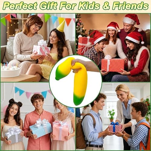 Banana Squishy Giant, Large Slow Rising Banana Fidget Toys | Soft Stress Relief Anxiety Sensory Toys for Adults, Realistic Fruit Shape Squeeze Toys, Birthday Party Favors thumbnail 7