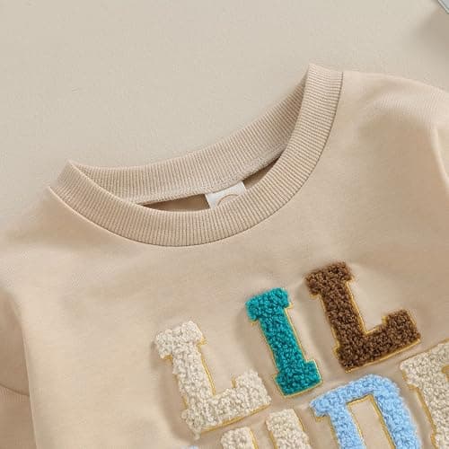 VISGOGO Newborn Infant Baby Boy Girls Oversized Romper Little Dude Sweater Onesie Coming Home Outfit Neutral Clothes - 0-3 Months - Khaki-little Dude thumbnail 5