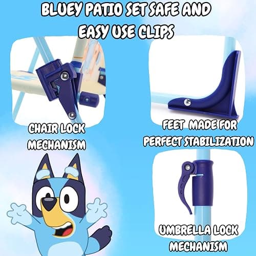 Toyland® Bluey & Bingo Table & Chairs Patio Set - 1 Table, 2 Chairs & 1 Parasol - Children's Indoor & Outdoor Furniture - Perfect for Beach & Garden thumbnail 4