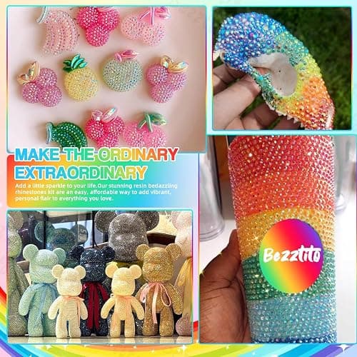 35000Pcs 3MM Colors Flatback Jelly Resin Rhinestones for Bedazzling, Bedazzler Kit with Rhinestones Crystal Gems, Colorful Gems Bedazzling for Crafting DIY Face Makeup Crafts Tumblers thumbnail 7