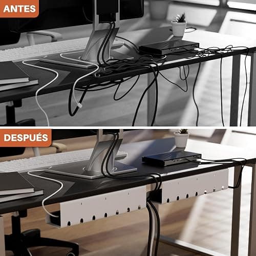 Zenacasa Organizador de Cables Escritorio de Acero Blanco - Montaje Sencillo - Bandeja para Cables Robusta y Práctica thumbnail 4
