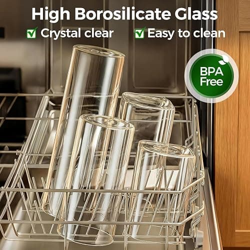 ComSaf Glass Storage Containers with Lids (0.6qt/1qt/1.5qt) Set of 6,Glass Pantry Storage Containers with Airtight Lid & lables for Dry Food, Snacks, Nuts, Stackable for Kitchen, Pantry Organization thumbnail 5