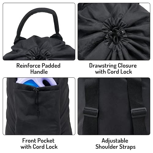 Laundry Backpack Bag, Dirty Clothes Travel Laundry Bag with Shoulder Straps for College Dorm Room (Black) thumbnail 3
