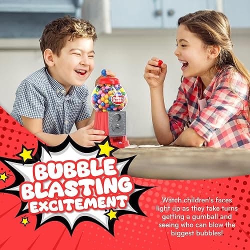 Gumball Machine for Kids 8.5" - Coin Operated Bubble Gum Machine and Toy Bank - Candy Machine Dispenser Includes 85 Gum Balls - Great Candy Dispenser Machine Gift Toys for Girls and Boys (Red) thumbnail 6