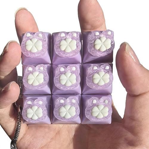 HYuMCCyhT Sound Keyboard Fidget Toy,Fidget Keyboard for Stress Relief, Sound Keyboard Fidget Clicker for Office, School, Travel, Anxiety Keyboard Keychain Gift (Purple Candy) thumbnail 3