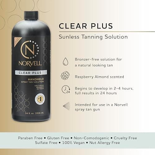 Norvell Premium Spray Tan Solution Clear Plus 1 liter – Professional Sunless Tanning Formula for Natural Bronze Glow, Streak Free, Fast Drying, Long Lasting Color thumbnail 2