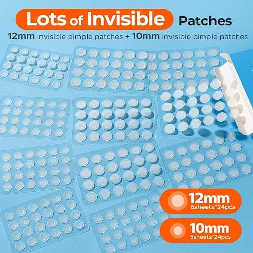 TKTK Pimple Patches for Face, 0.01cm Ultra-Thin Invisible Acne Patches, Hydrocolloid Patches for Breakouts, Absorbs Zits & Blemish, Suitable Under Makeup, 2 Sizes(10mm/12mm) 264 count thumbnail 3