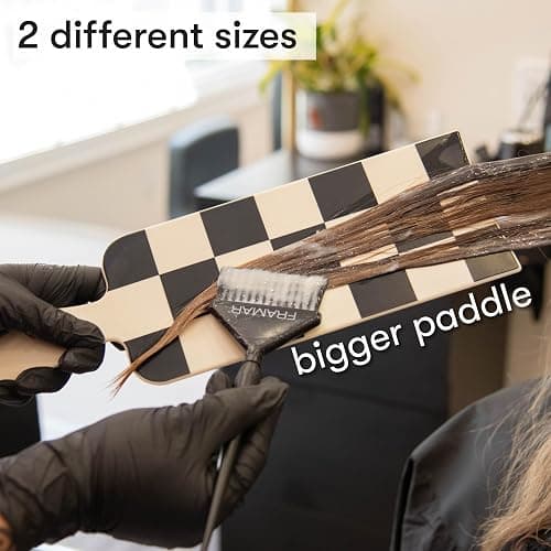 FRAMAR Checkered Balayage Board and Paddle Set - Long and Short Foil For Highlights, Highlighting Board, Hair Salon Supplies, For Enhanced Precision - 2 Pack - Cream and Black thumbnail 7