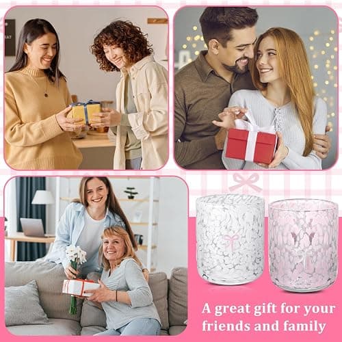 Yoiemivy 2 Pack Bow Icon Juice Glasses Coquette Aesthetic Glass Cups 14 oz Double Old Fashioned Icon Handblown Stemless Wine Glasses Cute Pink Glass Drinking Cups for Party Supplies Gifts thumbnail 8