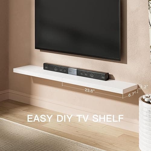 AMADA HOMEFURNISHING Floating Shelves Large, 24 x 7 Inch Wall Shelves for Bathroom, Bedroom, Kitchen, Shelves for Wall Decor Set of 2, White - AMFS06 thumbnail 3
