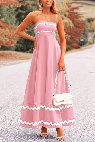 PRETTYGARDEN Women's 2025 Summer Flowy Maxi Dress Casual Sleeveless Spaghetti Strap Ruffle Beach Long Dresses thumbnail 5