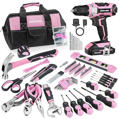Bielmeier 20V 236Pcs Cordless Pink Drill Set for Women, Lady’s Essential Home Tool Kit with Pink Bag, Perfect DIY Electric Screwdriver Set for Home Repair & Gifts - Image 1