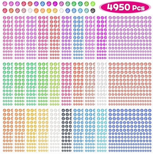 Rhinestone Stickers, Anezus 4950pcs Adhesive Stick on Gems Face Jewels Stickers Self Adhesive Rhinestones for Crafts, Makeup and Decorations (30 Colors, 4 Sizes) - Image 1