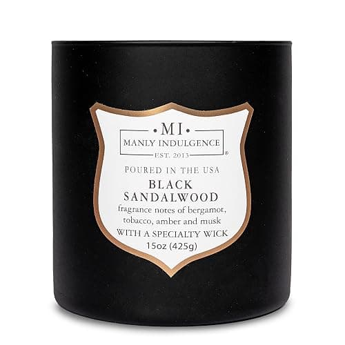 Manly Indulgence Black Sandalwood Scented Candle for Men 15 oz – Bergamot, Tobacco, Amber & Musk - Wood Wick - Up to 60 Hours Burn - Soy Blend Wax, USA Poured – Signature Collection thumbnail 7
