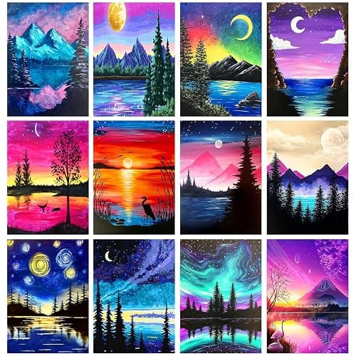 TINY FUN 12 Pack Diamond Painting Kits for Adults 5D Diamond Art Kit Paint by Number for Beginners, DIY Paint with Round Full Drill Diamonds Paintings Gem Art for Home Wall Decor Gift (12X16 Inch - Image 1