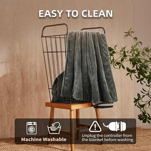 JET'S HOME Heated Blanket 50"x60" - ETL Certified Flannel Electric Blanket Throw Machine Washable Heating Blanket with 9 Heating Levels 10 Hours Adjustable Auto-Off (Olive Grey) thumbnail 4