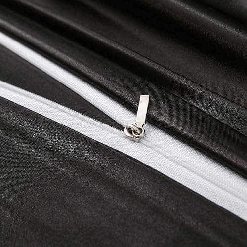 P Pothuiny 5 Pieces Satin Duvet Cover Full/Queen Size Set, Luxury Silky Like Black Duvet Cover Bedding Set with Zipper Closure, 1 Duvet Cover + 4 Pillow Cases (No Comforter) thumbnail 5