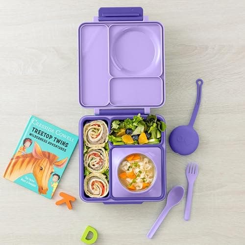 Omie OmieBox Kids Utensils Set with Case - 2 Piece Plastic, Reusable Fork and Spoon Silverware with Pod for Kids (Lilac) thumbnail 4