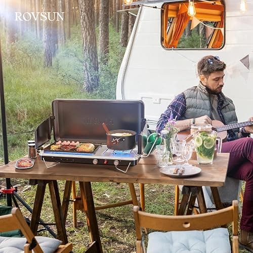 ROVSUN 2-in-1 Portable Camping Stove with Grill thumbnail 7