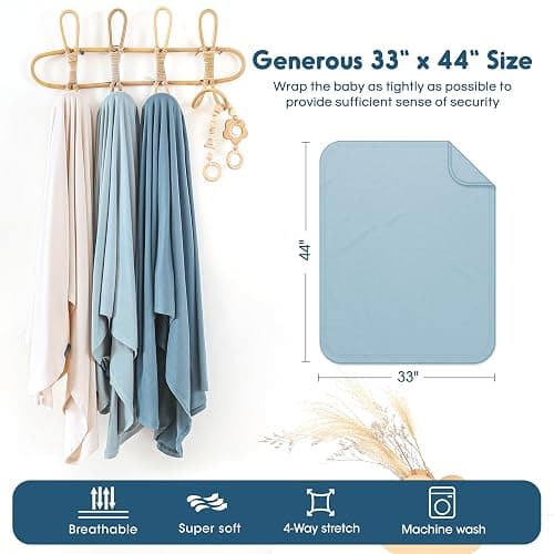 GRSSDER 3 Pack Newborn Swaddle Blanket, Ultra Soft Stretchy Jersey Knit Extra Large Size 33 x 44 Receiving Blankets for Easy Swaddling Baby Snug and Cozy, Comfortable and Lightweight for All Seasons thumbnail 2