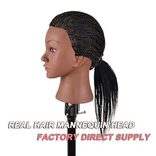 Ineffable 14"Training head 100% Real Hair Mannequin Head Training Head Cosmetology Doll Head Manikin Practice Head Hairdresser With Free Clamp Holder Female (B-14inch) thumbnail 4
