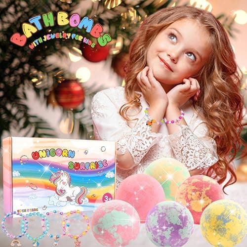 Unicorn Bath Bombs with Surprise Inside for Kids Girls, Bath Bombs Surprise Birthday Gifts Unicorn Gifts for Kids Girls with Jewelry Toys Inside thumbnail 3