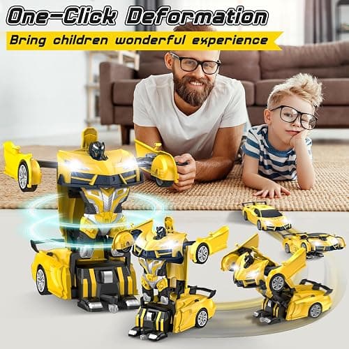 Qumcou Transform Remote Control Car, RC Cars for Boys Age 3-5 6-8, One-Button Transform Toy Cars, 2.4GHz, 360° Spin, 1:16 Scale, Flashing Headlight,3-8 Year Old Grandkids Christmas Birthday Gifts thumbnail 4