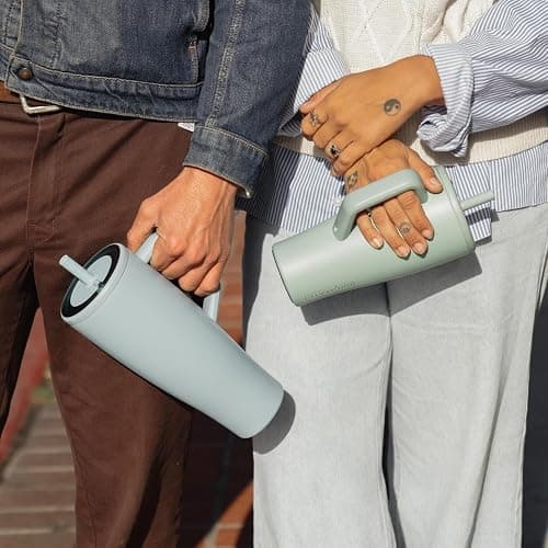 BrüMate Era 30 oz Tumbler with Handle & Straw | 100% Leakproof Insulated Water Bottle Tumbler with Lid & Flexible SoftSip Straw | Made of Stainless Steel | Cup Holder Friendly | 30oz (Navy Polka Dots) thumbnail 7