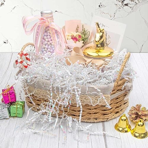 Caleihd Crinkle Cut Paper Grass Cushion Paper Streamer for Christmas Wedding Birthday Bridesmaid Engagement Craft Gift Boxes Bags Filler Decoration 4.5oz Diamond White thumbnail 4