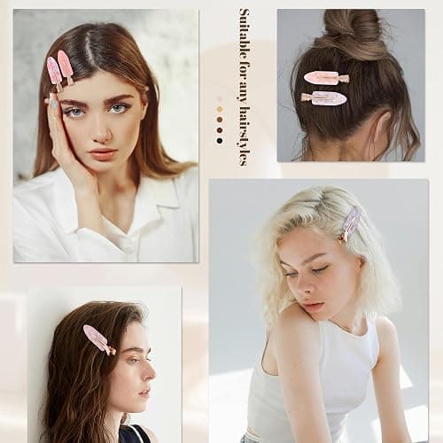 Cptots No Crease Creaseless No Bend Hair Clips For Styling Non Slip Flat Clips For Makeup Hair Accessories For Women,Pink,12 PCS thumbnail 6