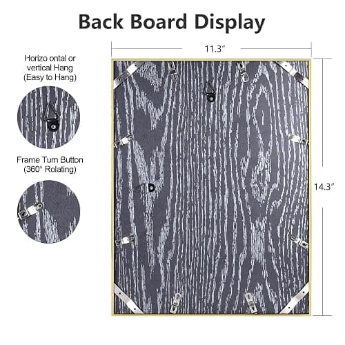 Fkvat 11x14 Picture Frame Set of 3, Matte Gold Modern Aluminum Metal Photo Frame with HD Glass, Fits 8x10 with Mat or 11 x 14 without Mat, for Horizontal Wall Mounting thumbnail 4