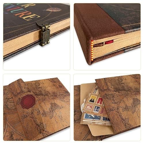 Our Adventure Book Travel Diary Photo Book, Scrapbook, Photo Album - Retro Vintage Souvenirs, DIY Guestbook for Anniversary, Wedding, Travel Writing, Baby & Friend Gifts, Heartfelt Present (Ball) thumbnail 6