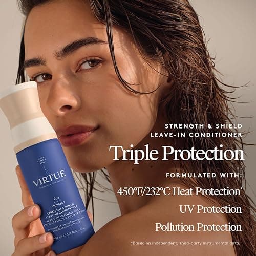 VIRTUE Correct Strength & Shield Leave-In Conditioner Spray, 5 Fl Oz | Detangler, 450F heat protection, UV defense, all hair types, repairs with Alpha Keratin 60KU, coconut fragrance thumbnail 8