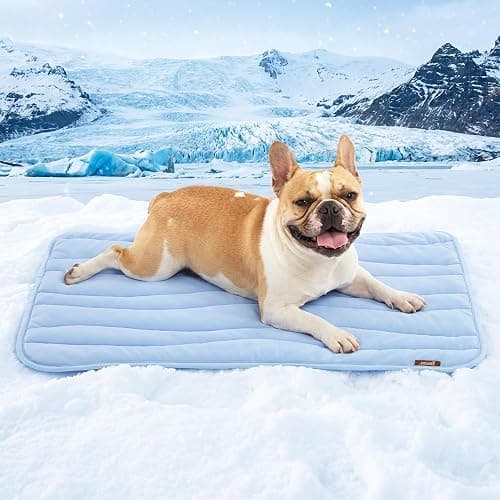 ZOMISIA Cooling Mat for Medium Dogs - Thin Portable Pet Cooling Pad, Breathable and Washable Cool Fiber with Non-Slip Bottom, Outdoor Use for Summer, 29x18, Blue - Image 1