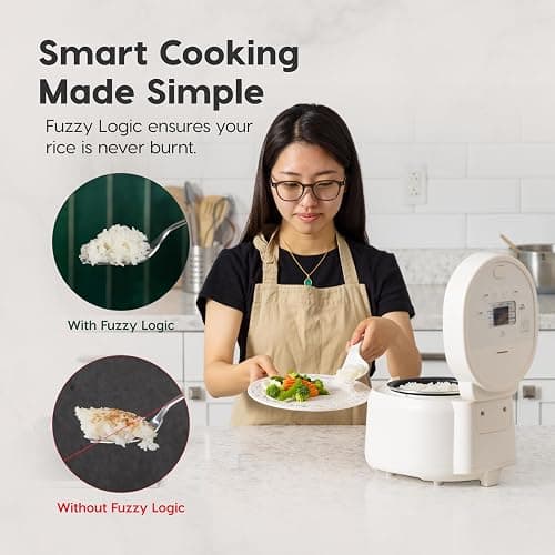 IRIS USA Micom Japanese Rice Cooker, 3-Cup Uncooked/6-Cup Cooked, Fuzzy Logic Kitchen Appliance with Recipe Presets, Slow Cooker, Steamer, Hot Pot & Warming Function, Compact & Portable for Healthy Meal Prep thumbnail 7