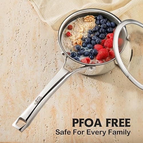 SNOWCLAD Pots and Pans Set Non Stick, 14 Pcs Hybrid Stainless Steel Cookware Sets, Non Stick Frying Pans, Saucepans, Saute Pan & Stock Pot, PFOA Free Kitchen Skillet,Induction Compatible thumbnail 3