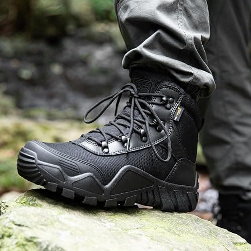 FREE SOLDIER Men's Waterproof Hiking Boots Tactical Work Boots Outdoor Lightweight Military Boots thumbnail 8