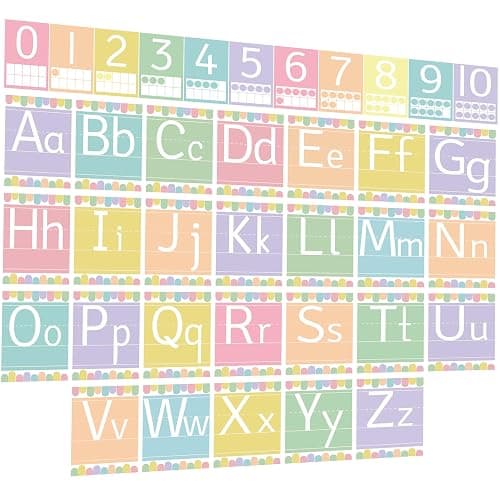 Stamiratiy 37 Pcs Pastel ABC Alphabet for Classroom Wall ABC Posters and 0-10 Number Cards Pastel Bulletin Board Letters Number Line for Classroom (Pastel ABC) thumbnail 8