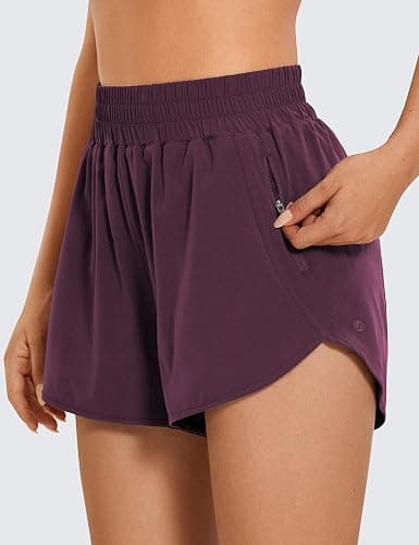 CRZ YOGA Dolphin Athletic Shorts for Women 3" - High Waisted Quick Dry for Running Workout Gym Track with Zip Pocket thumbnail 2