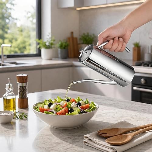 IMEEA Oliven Essig& Ölspender SUS304 Edelstahl Ölkännchen Ölbehälter Ölflasche Ölaufbewahrung Zutatenspender mit Tropffreier Ausgießer (23oz / 700ml) thumbnail 2
