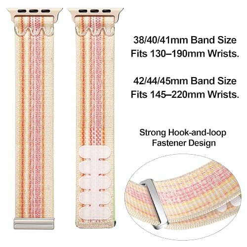 GZ GZHISY Sport Loop Nylon Band Compatible with Apple Watch Band 38mm 40mm 41mm 42mm 44mm 45mm 49mm Ultra 2 iWatch Series 9 8 7 6 SE 5 4 3 2 1 Strap, Fit for iPhone Watch Band Women Men Stretchy - Starlight Pink - 42mm for Series 3/44mm/45mm/46mm/49mm thumbnail 3