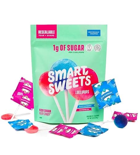 SmartSweets Lollipops, 3oz, Blue Raspberry & Watermelon Flavors, Hard Candy with Low Sugar (1g), Low Calorie (40), No Artificial Sweeteners, Plant-Based, Gluten-Free (Pack of 2) thumbnail 11