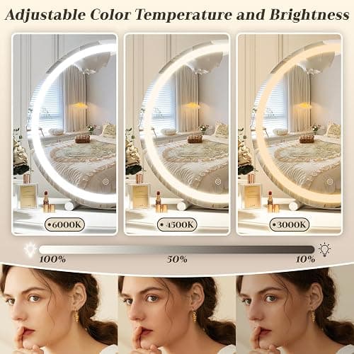 ROLOVE Makeup Mirror with Lights, 18 Inch Vanity Mirror with Lights, Lighted Makeup Mirror, Smart Touch Control Round Lighted Vanity Mirror, Tabletop ＆ Desk Mirror, Gifts for Women, Wife, Mom, Girls thumbnail 4
