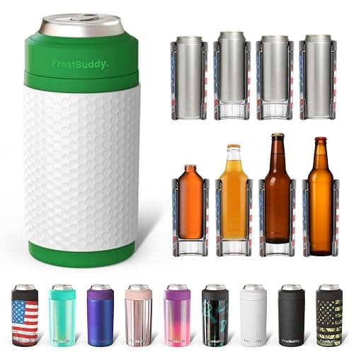 Frost Buddy Universal Buddy Can Cooler - Fits All - For Regular 12 & 16 oz or Slim-Size Bottles - Insulated Double-Walled Stainless Steel (Golf) - Image 1