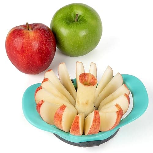 PrepWorks by Progressive Dishwasher Safe 16-Slice Thin Apple Slicer and Corer with Attached Safety Cover (Turquoise) thumbnail 5